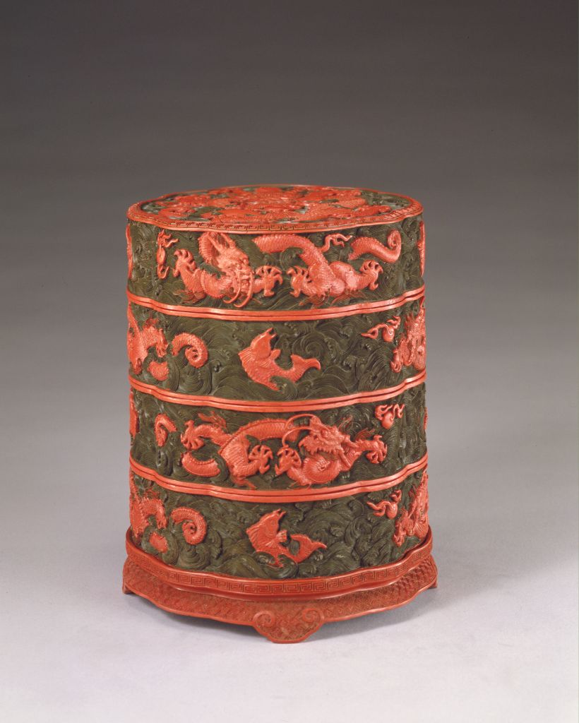 图片[1]-Three-layer box with colorful ichthyosaurus changeable pattern and sunflower petal-China Archive